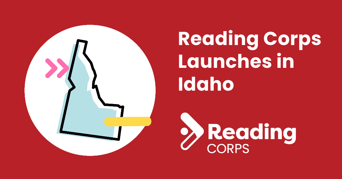 Idaho state shape and Reading Corps logo