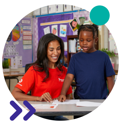 Reading Corps tutor working with a student on an intervention. These interventions demonstrate high-impact tutoring and help students become better readers.
